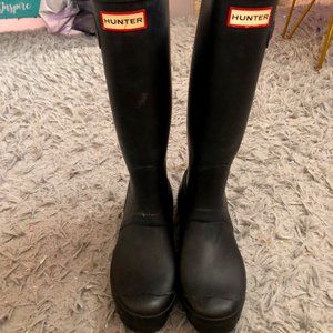 Hunter matte black rain boots